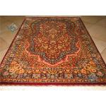 Zar-o-Nim Qom Carpet Handmade Flower Crown Design