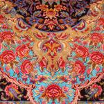Zaronim Qom Carpet Handmade Rose Design All Wool