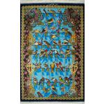 Zar-o-Charak Qom Carpet Handmade Forty parrots Design