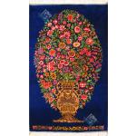 تابلویی فرش دستباف تمام ابریشم قم  گلدانی  تولیدی احمدی