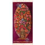 تابلویی فرش دستباف تمام ابریشم قم گلدان ستونی تولیدی احمدی