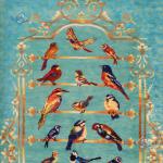Tableau Carpet Handwoven Qom Forty parrots Design