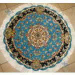 دایره قطر یک متر فرش دستباف تبریز طرح سالاری گل ابریشم 