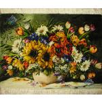 Tabriz Tableau Carpet Basket Sunflowers