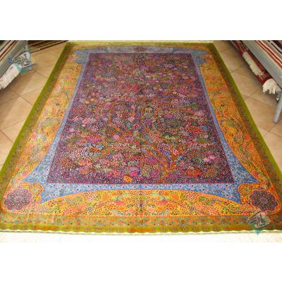 Six meters Qom Carpet Handmade Flowering tree Design