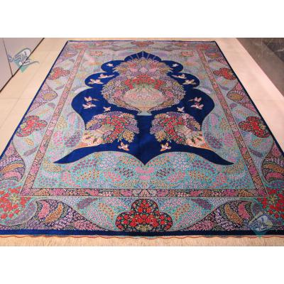 Six meters Qom Carpet Handmade Flower pot Design All Silk