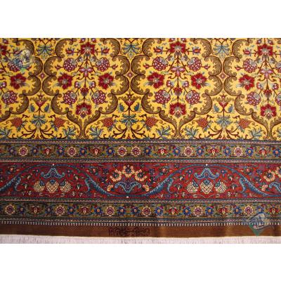 Six Meters Qom Carpet Handmade Flower Design All Silk