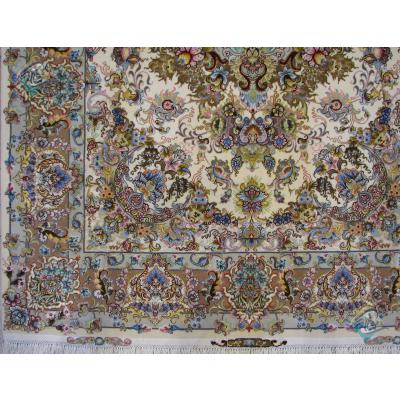 Rug Tabriz Carpet Handmade Khatibi Design Silk & Soft Wool