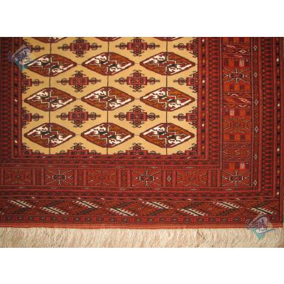 قالیچه دستباف ترکمن چله و گل ابریشم اعلا باف