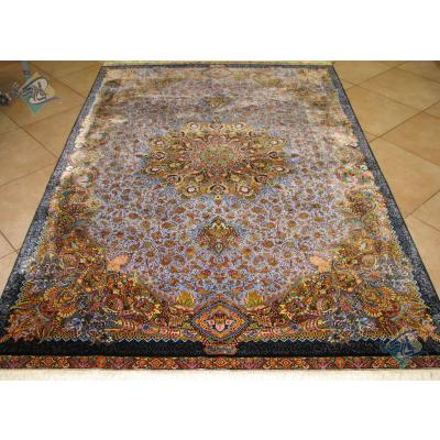 Rug Qom Carpet Handmade Bergamot Design