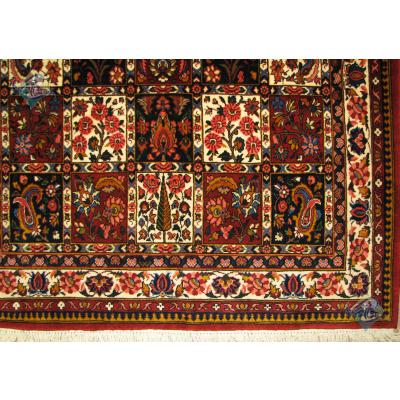 قالیچه دستباف بختیاری طرح خشتی  اصیل رنگ گیاهی