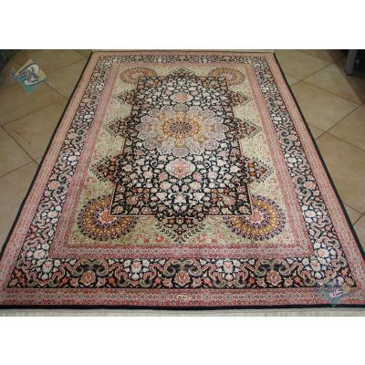 Rug Qom Carpet Handmade Bergamot Design all Silk