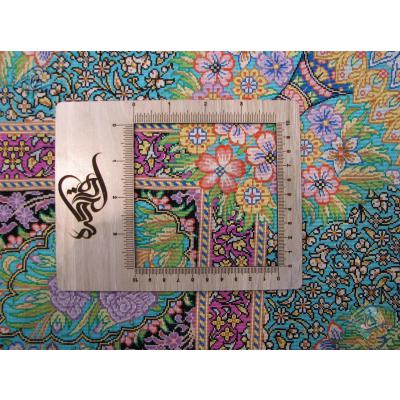 قالیچه دستباف تمام ابریشم قم تولیدی شیرازی هشتاد رج
