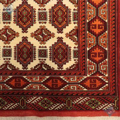 قالیچه دستباف ترکمن تمام پشم رنگ گیاهی طرح هندسی