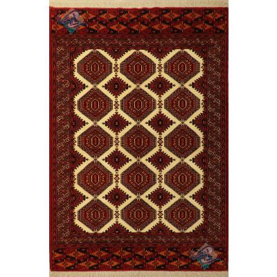 قالیچه دستباف ترکمن تمام پشم رنگ گیاهی طرح هندسی