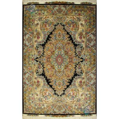 Zar-o-nim Tabriz Carpet Handmade Khatibi Design 