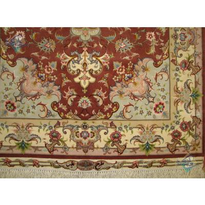 Zar-o-nim Tabriz Carpet Handmade Oliya  Design Silk & Softwool
