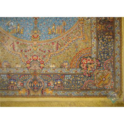 ذرع و نیم دستباف تمام ابریشم قم نقشه جمشیدی تولیدی اکبری