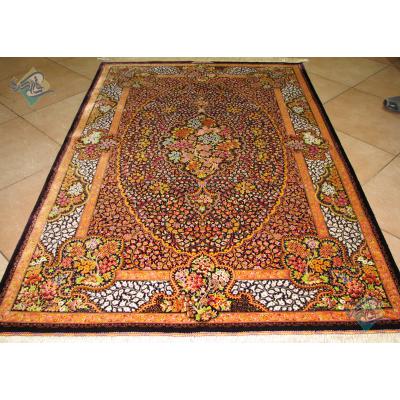 Zar-o-Nim Qom Carpet Handmade Flower Tray Design