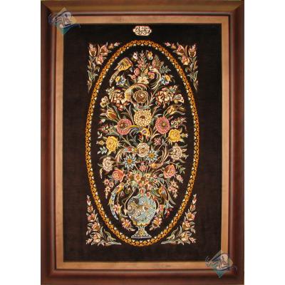 Qom Tableau Carpet Nightingale and flowers