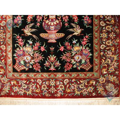 Zar-o-Charak Qom Handwoven Flower Design Complete Silk