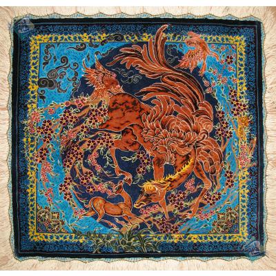 Tableau Carpet Handwoven Qom Miniature Design