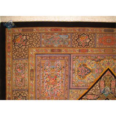 Twelve Meters Qom Carpet Handwoven Silk & Wool Rug in the Carpet Design      