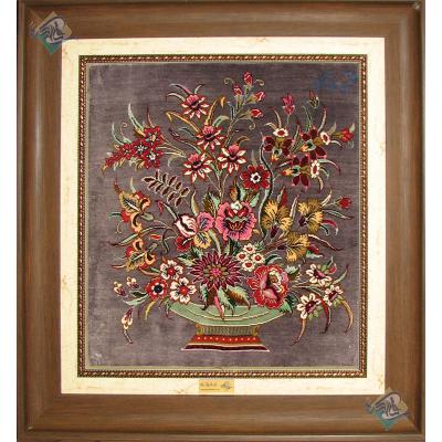 Tableau Carpet Handwoven Qom Flower pot  Design