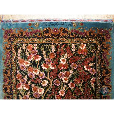 Mat Qom Carpet Handmade Bergamot Design All Silk