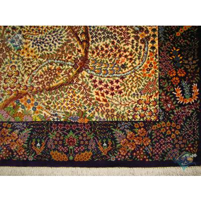 Mat Qom Carpet Handmade life Tree Design All Silk