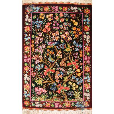 Tableau Carpet Handwoven Qom flower and bird Design all Silk