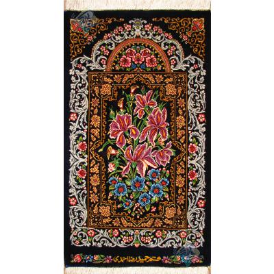 Tableau Carpet Handwoven Qom Iris flower Design all Silk