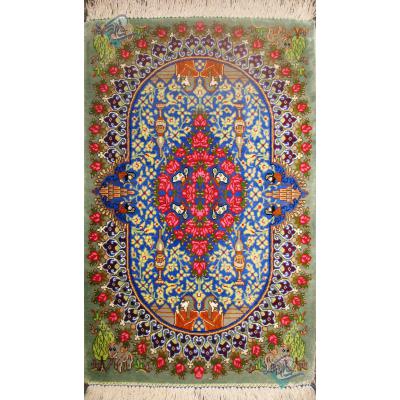 Pair Mat Qom Carpet Handmade Antique Design