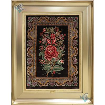 Tableau Carpet Handwoven Qom Rose Design all Silk