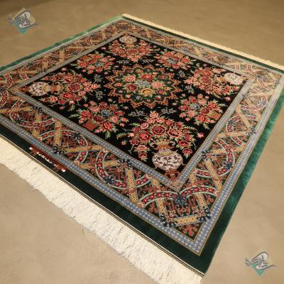 Square Ghome Carpet Handmade Flower Pot Design All Wool
