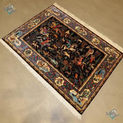 Tableau Carpet Handwoven Qom Hunting Ground Design all Silk