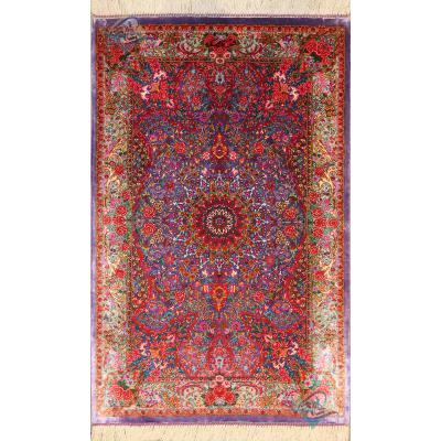 Mat Qom Carpet Handmade Tranji Design All Silk