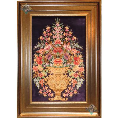 Tableau Carpet Handwoven Qom Flower pot Design
