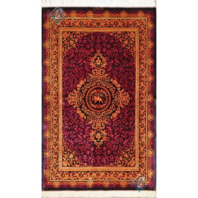 Rug Qom Carpet Handmade Lion and sun Design