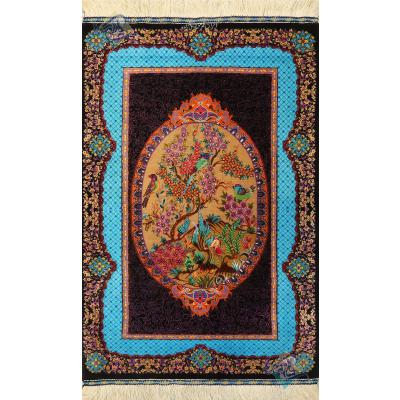 Mat Qom Carpet Handmade Toranj Design All Silk