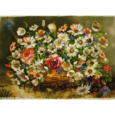 Tableau Carpet Handwoven Tabriz Flower Basket Design