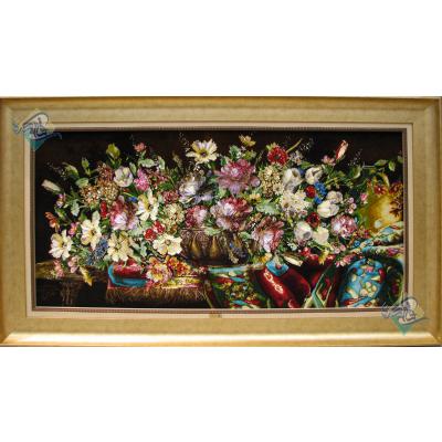 Tableau Carpet Handwoven Tabriz Flower pot  Design