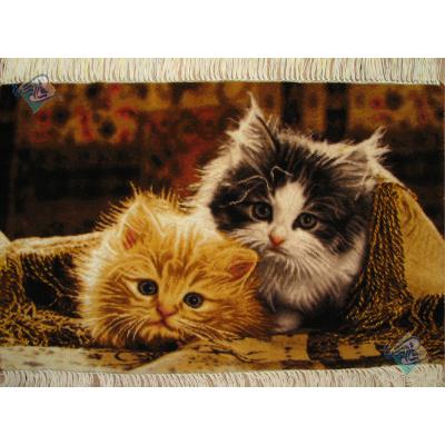 Tableau Carpet Handwoven Tabriz Two cats Design