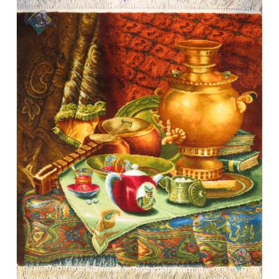 Tableau Carpet Handwoven Tabriz Samavar and teapot Design