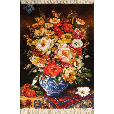 Tableau Carpet Handwoven Tabriz Flower pot Design