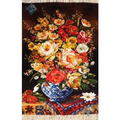 Tableau Carpet Handwoven Tabriz Flower pot Design