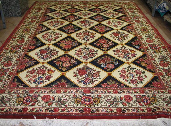 هفت متری دستباف بختیاری طرح قاب پامچال رنگ گیاهی - Image 3
