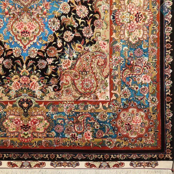 شش متری دستباف تبریز طرح سالاری جدید دو کف ابریشم دور گلیم بافدار - Image 4