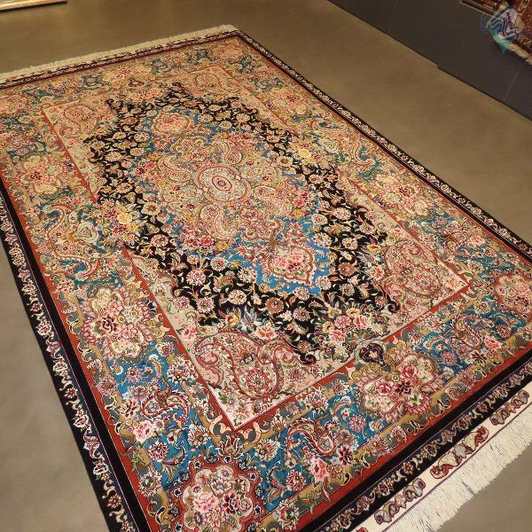 شش متری دستباف تبریز طرح سالاری جدید دو کف ابریشم دور گلیم بافدار - Image 5