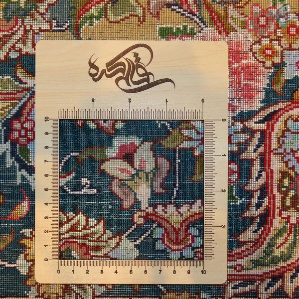 شش متری دستباف تبریز طرح سالاری جدید دو کف ابریشم دور گلیم بافدار - Image 7